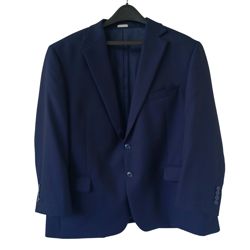 Joseph Abboud Mens Navy Blue Textured Two Button Double Vent Blazer Sport Coat